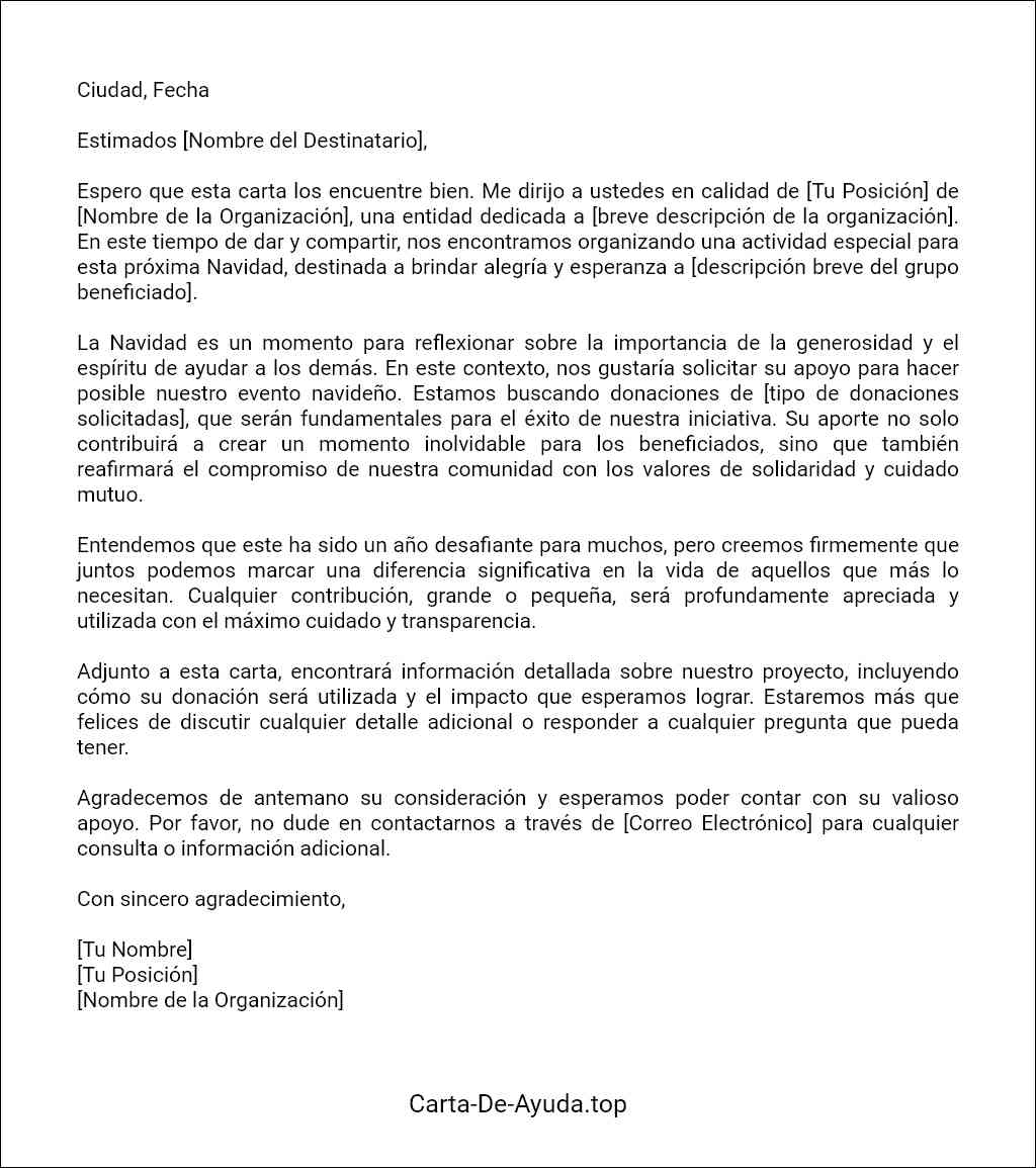 carta de solicitud de donación para navidad modelo