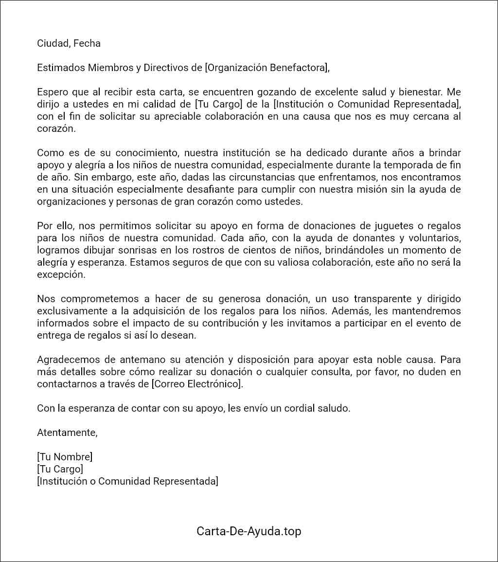 formato de carta para pedir regalos para los niños