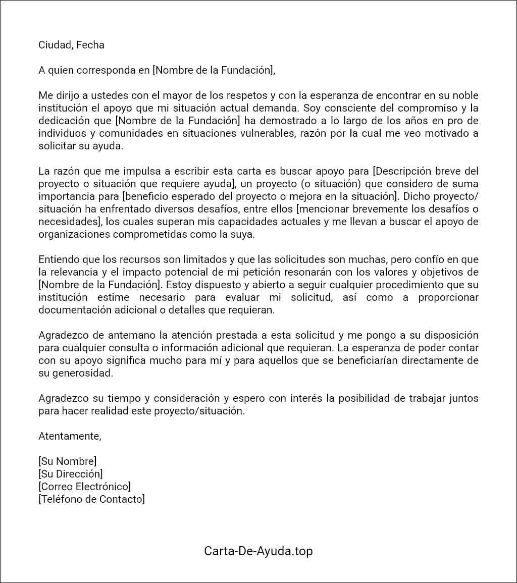 carta para solicitar ayuda a una fundacion ejemplo