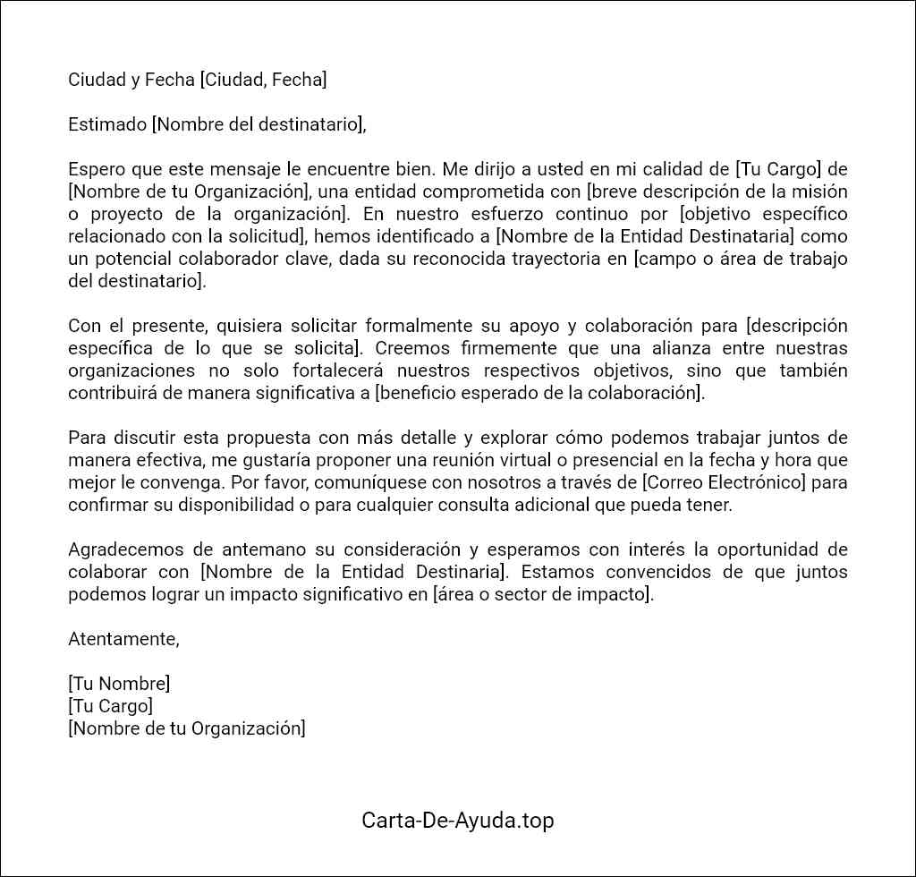 carta para solicitar colaboración plantilla