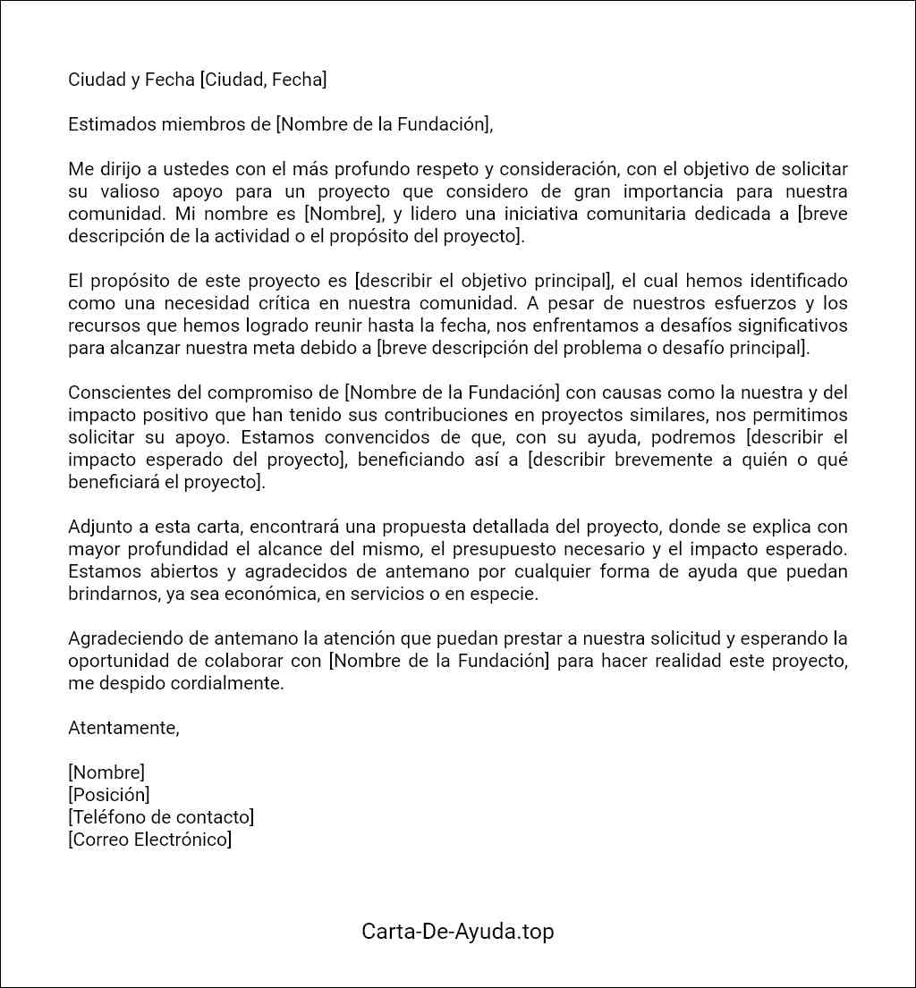 carta para solicitar ayuda a una fundacion ejemplos