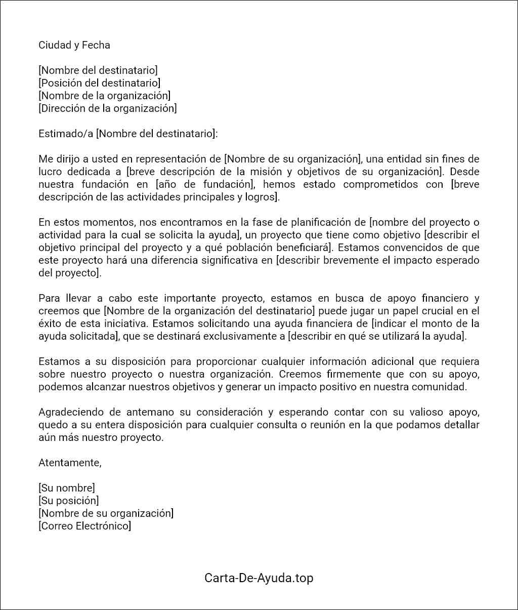 la mejor carta de solicitud de ayuda financiera para organizaciones sin fines de lucro