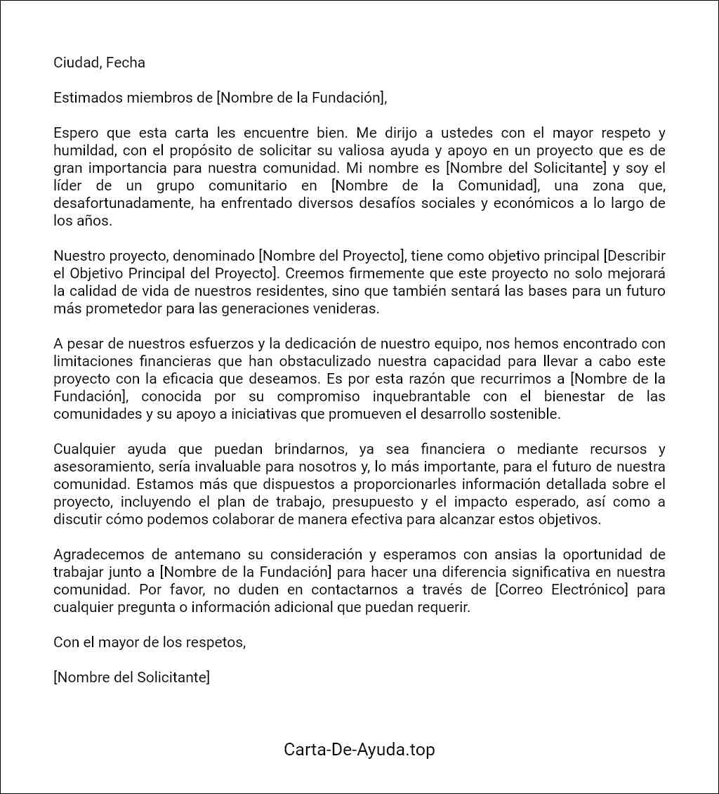 la mejor carta para solicitar ayuda a una fundacion